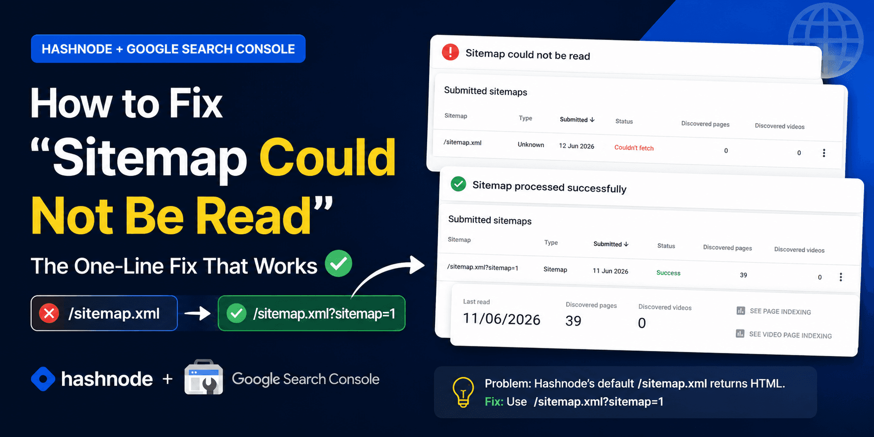 How to Fix “Sitemap Could Not Be Read” for Hashnode in Google Search Console